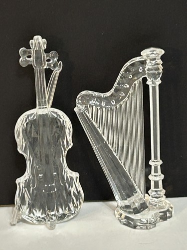 2 adornos navideños de acrílico transparente violonchelo arpa orquesta amante de la música paquete de regalo