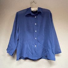 Loco Lindo Womens Small Blue Button-Up Long S...