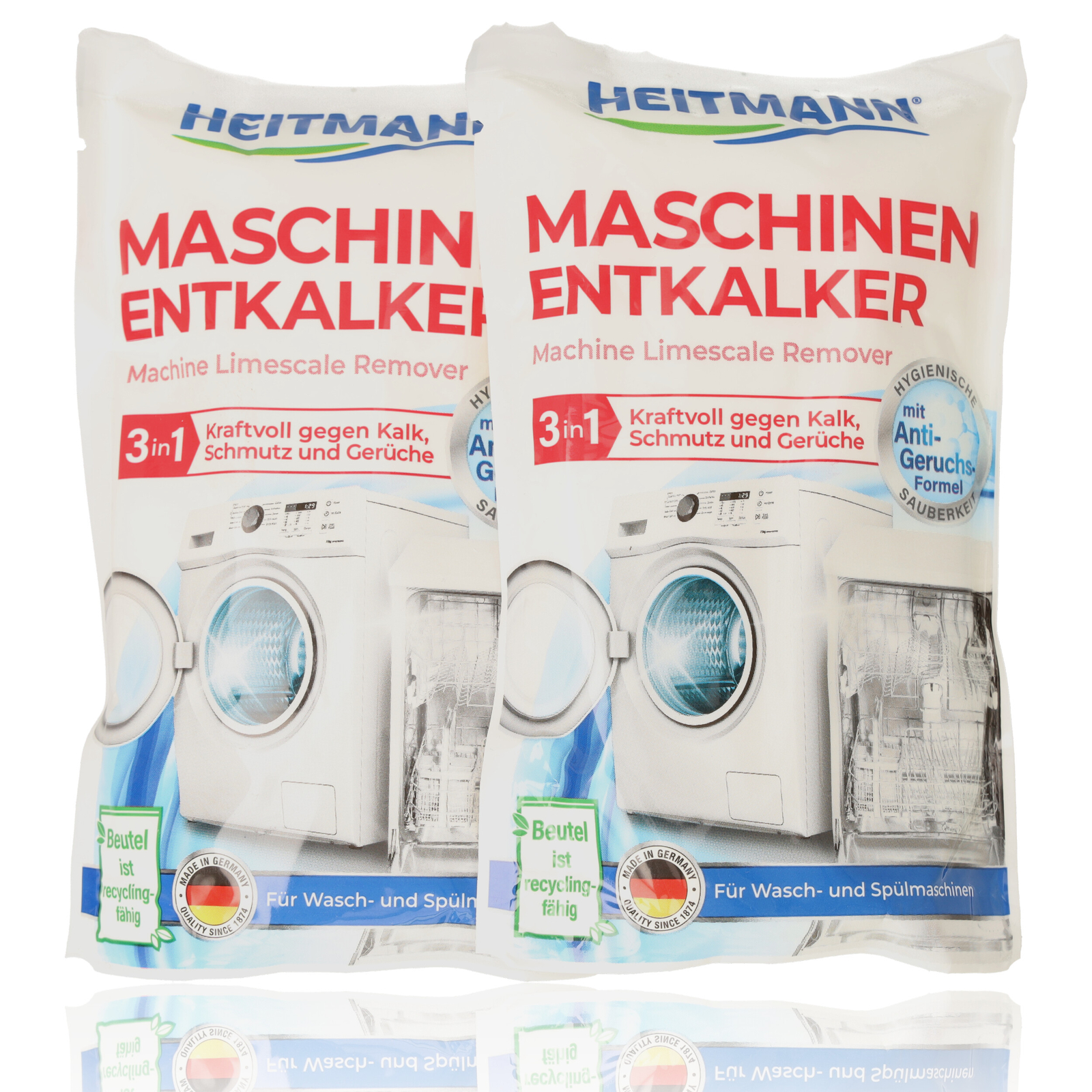 2x Heitmann 3in1 Maschinen Entkalker für Wasch- & Spülmaschine 175g