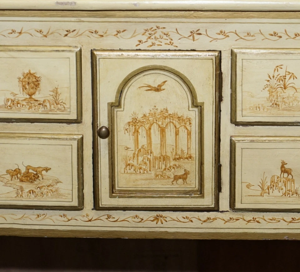 IMPRESIONANTE APARADOR CHINOISERIE CON TAPA DE MÁRMOL EN EL GUSTO CHINO CHIPPENDALE Foto 4 de 4