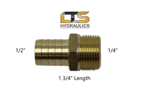1/2" Hose Barb x 1/4" Male NPT Brass Pipe Fitting for Gas Water Air Fuel Qty 10