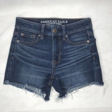 American Eagle Hi- Rise Shortie Cut Off 360 Super Stretch Jean Shorts Size 00