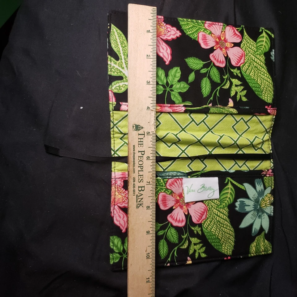 VERA BRADLEY VINTAGE PATTERN BLACK FLORAL BOOK COVER passport large checkbook - Image 2 of 4