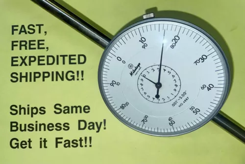 MITUTOYO 4887 Dial Indicator; .001 to 3"; FREE SAME DAY EXPEDITED SHIPPING!