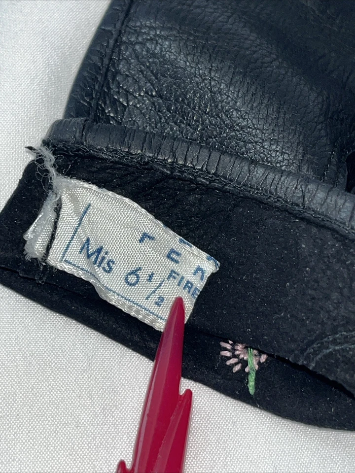 Guantes bordados de lujo de cuero de cordero negros Persia Firenze talla 6,5 para mujer Foto 2 de 4