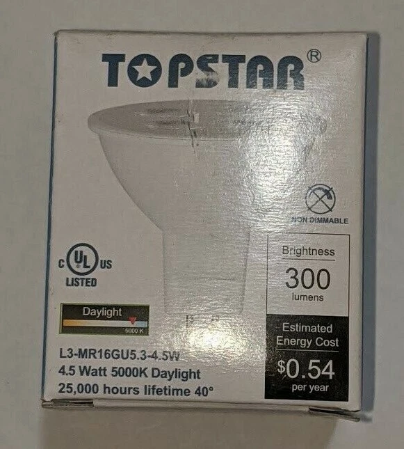 4.5W- 12V - 5000K (Daylight) - GU5.3 MR16 LED Light Bulb (6 Pack) - Image 3 of 4