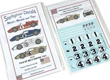 Starfighter Decals 1/24 1/25 Ford GT40 Mk.II 12h Sebring 1966 1,2,3,4 All 4 Cars