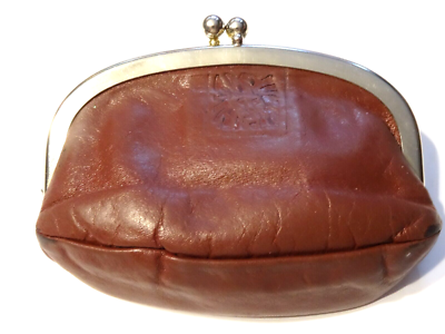 ANNE KLEIN BY ST THOMAS COIN PURSE VINTAGE BURGUNDY LEATHER COIN PURSE