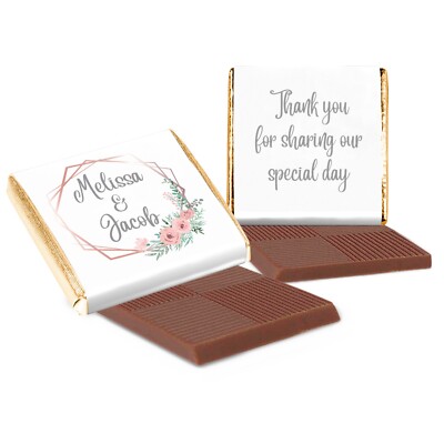 Personalisierte neapolitanische Schokolade Quadrat Hochzeit Gastgeschenke Rose Rouge Gold Sechseck