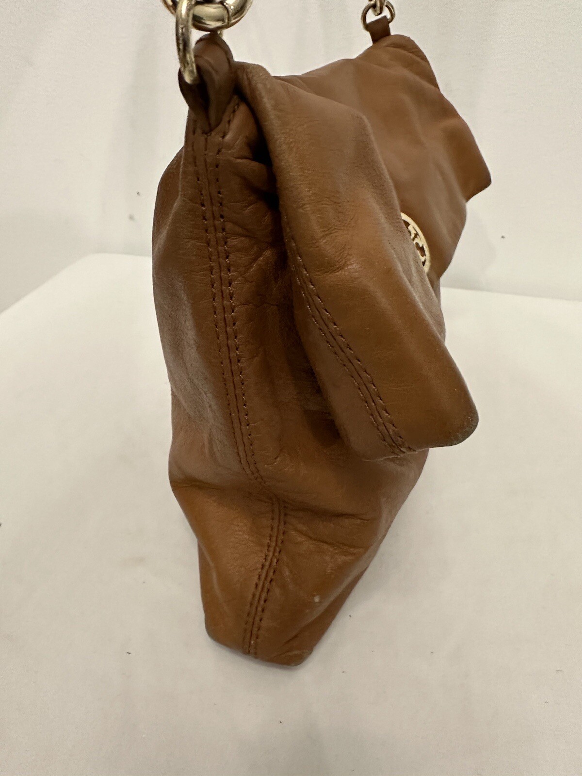 Tory Burch Dena Foldover British Tan Soft Leather Crossbody Messenger