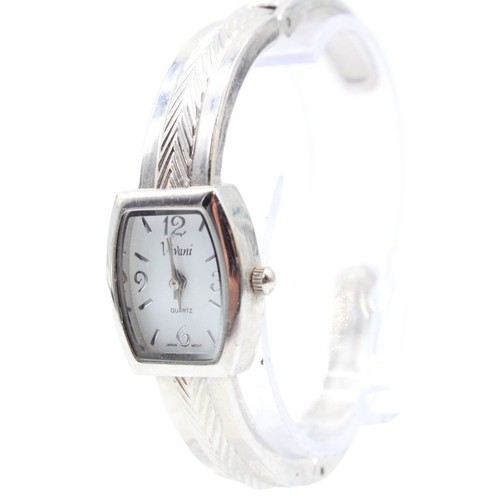 Ladies Vivani Stylish Trendy Round Paved Silver Tone White  display picture 2