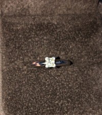 14k White Gold Ladies .18CT Princess Cut Diamond Engagement Ring