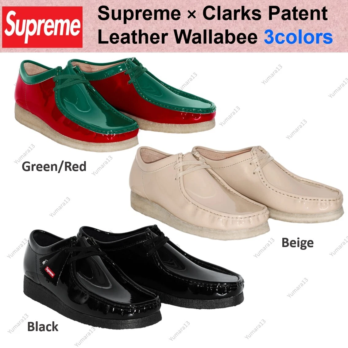 Supreme × Clarks Patent Leather Wallabee 2024 3colors Men