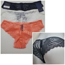 RACHEL ROY 3 Pack Women's S M  L Lace Cheeky Tanga Panties Black/White/Peach