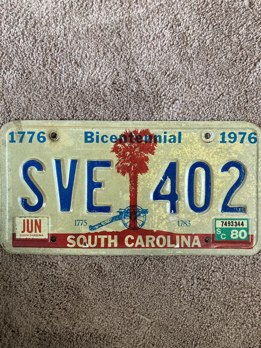 1980 South Carolina License Plate - SVE 402 - Nice Natural | eBay