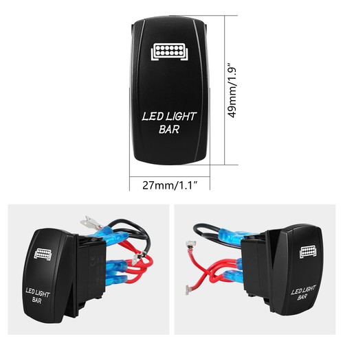 LED Light Bar Rocker Switch ON/OFF Blue 5-Pins 12V/24V For Truck Boat ATV UTV - Picture 7 of 9