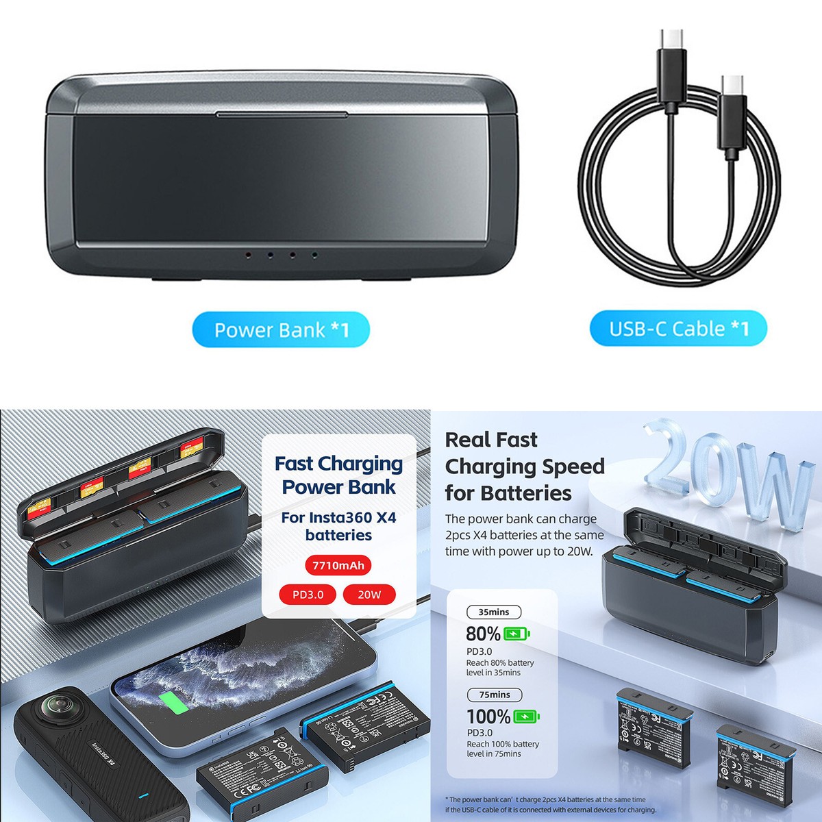 Fast Charging Power Bank Charger Hub Camera Accessories for