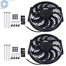 2X 12" Universal Slim Fan Push Pull Electric Radiator Cooling 12V Mount Kit