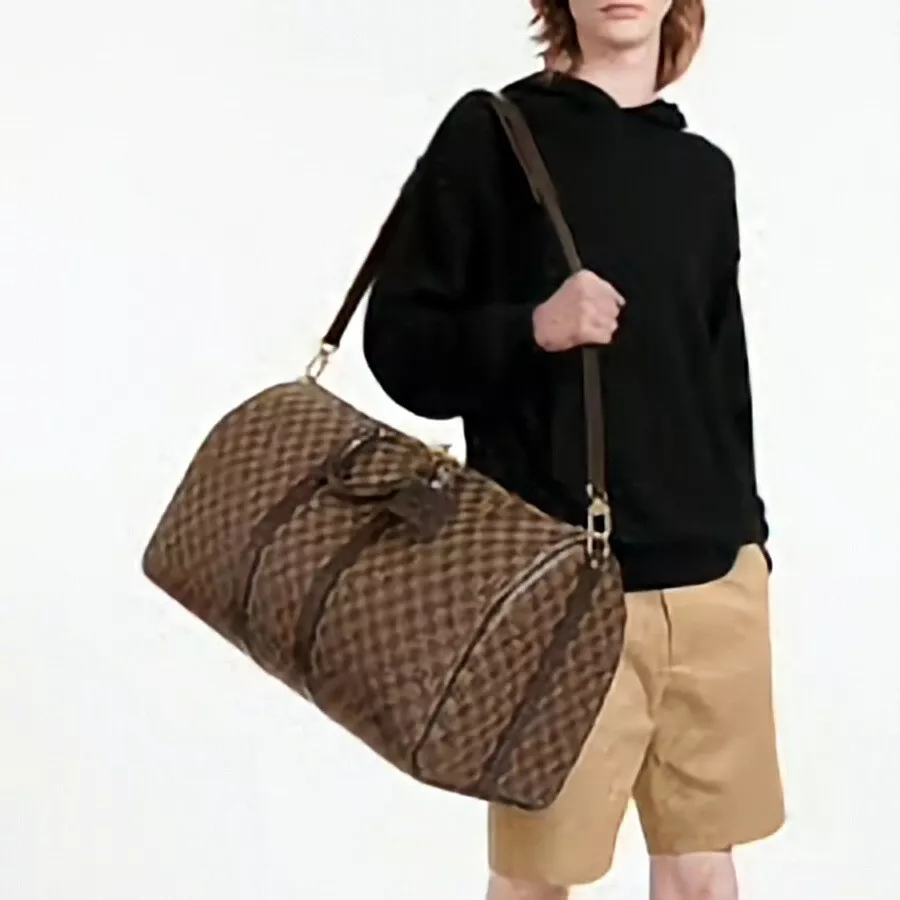 Louis Vuitton Damier Ebene Keepall Bandouliere 55 Duffle with