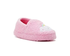 WONDER NATION Toddler Girls Size 7-8 Rainbow A-Line Fleece Slippers Pink