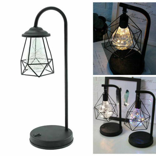 Tuzsocr Lampada da Comodino Rétro in Ferro, Lampada da Tavolo a Gabbia Metallica, Lampada da Comodino Alimentata a Pile, Lampade da Tavolo Senza Fili con LED Stile Lampadina Edison, per Soggiorno/Sala