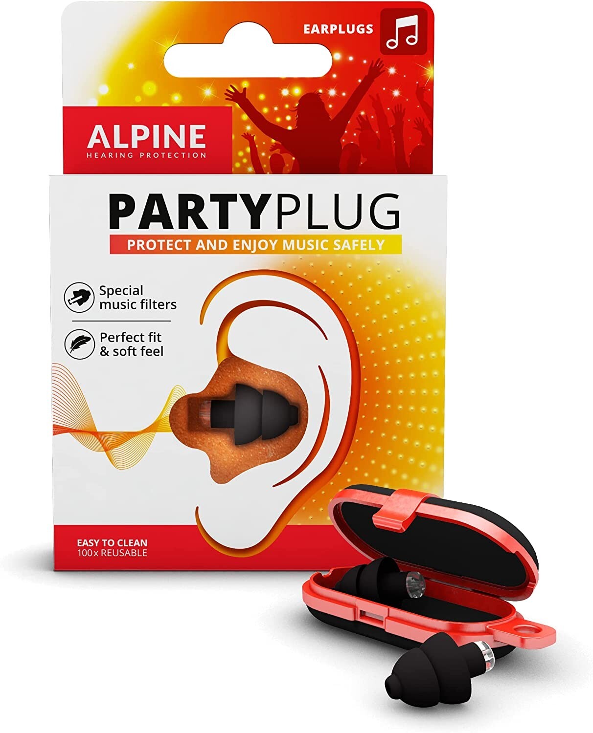 Alpine Hearing Protection Party Earplugs PartyPlug - Black
