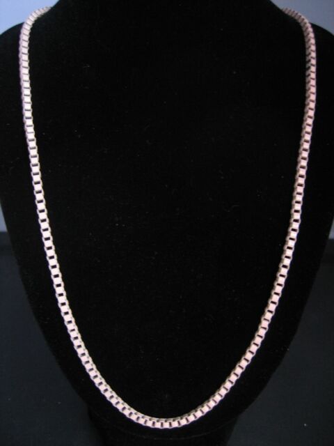 Vintage long chain pink metal necklace