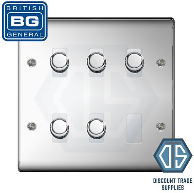 BG poliertes Chrom 5 Gang 2-Wege Hinterkanten-Dimmer LED maßgefertigter Gitterschalter