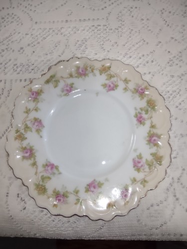 Porcelain MZ Austria Fruit Dish And Saucer With Roses Gold Trim - Picture 9 of 9
