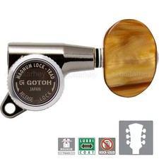 NEW Gotoh SG381-P2 MGT Locking Tuners L3 R3 LARGE AMBER Buttons 3x3 COSMO BLACK