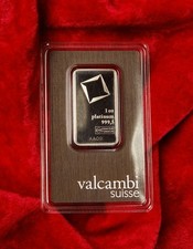 1 OZ OUNCE PURE PLATINUM VALCAMBI SUISSE BAR Assay Certified 2995.00 per troy oz