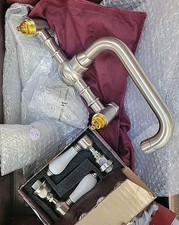 Rohl A1423LPSTN-2 Acqui Wall Mount Bridge Bathroom Faucet W Porcelain Handles