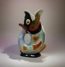 Fish Gluggle Jug 1940’s Kelsboro Ceramic Hand Painted Vintage Collectibles Glug 