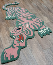 Turkish TIGER Animal Shape Handmade Kids Boho 100%Wool Rug Aesthetic Rug 3x5.3Ft