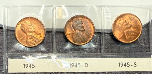 AU/UNC 1945 P-D-S Lincoln Wheat Cent Year Set