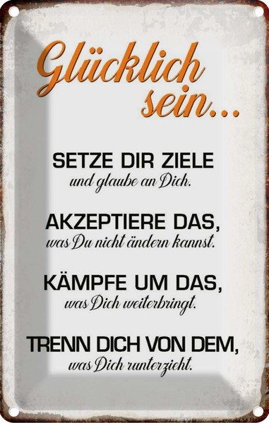 Blechschild 30X20 Cm GlüCklich Sein Glaube An Dich Dekoration Spruch Zitat Deko-image