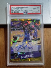 2017 Prestige De'Aaron Fox RC #9 Bonus Shots Crystal Gold Auto /10 PSA 10 POP 1