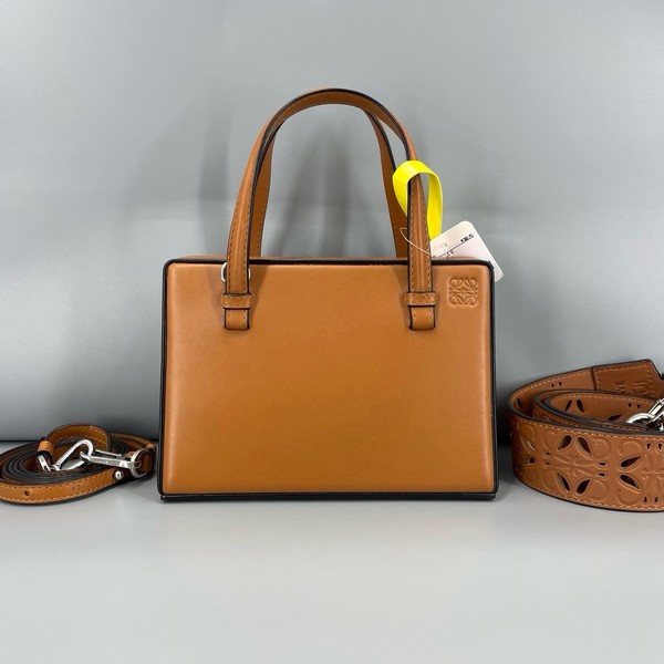 Authentic Pre-owned Loewe Postal Mini Tan Smooth Leather Top Handle Bag