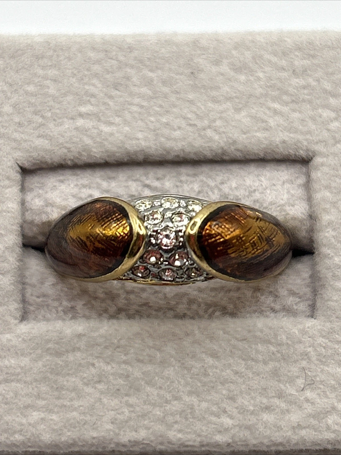Bague vintage fantaisie  Doré Orange Avec Strass . Taille 51