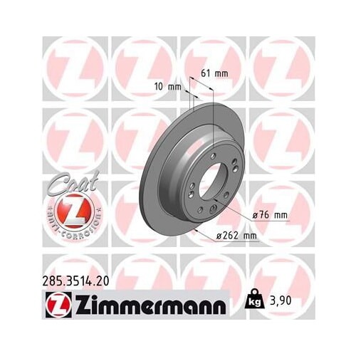 Zimmermann Disque De Frein 285.3514.20 Hyundai;Kia - Image 2