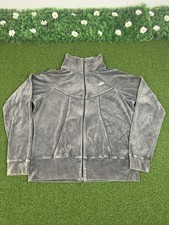 Vintage Y2K Nike Velour Track Full Zip Up Jacket Youth Large 12-14 Gray SEE