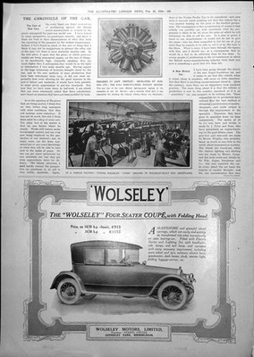 Old Print Nine Cylinder Rotary Engine Bentley Humber Wolesely Viper 1919 20th