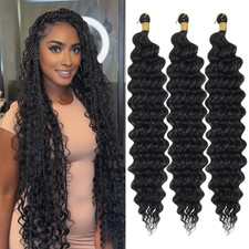 Deep Wave Crochet Hair Natural Black 18 Inch 3 Packs Ocean Wave Curly Braiding H