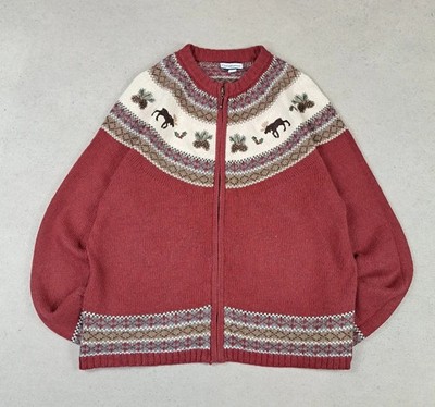 Croft & Barrow Pullover Strickjacke Vintage 90er/00er Embroided Elan Silk Seide Ram
