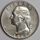 1964-D WASHINGTON QUARTER 90% SILVER UNCIRCULATED