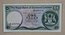 One Pound note of the Royal Bank of Scotland, issued on 1st May 1980.