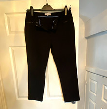 Nutmeg Women?s Black Ankle Trousers Polyester Button Size 16 with 26in Leg