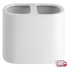Ceramic Toothbrush Holder Glossy White Free Standing Compact Bathroom Accessory