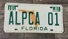 1981 Florida Vanity License Plate- “ALPCA 01” #1 License Plate Collector 🙂