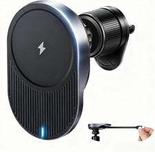 For Magsafe Car Mount Charger, 15W Fast Wireless Cars Charger with Retractable C